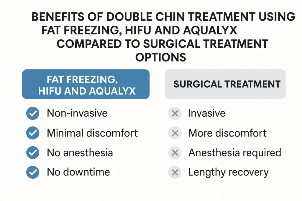Graphic about the benefits of double chin treatment Sedgley Park - from LA LIPO