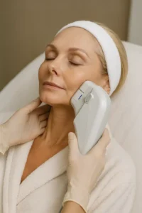 Woman receiving HIFU non surgical facelift treatment Sedgley Park