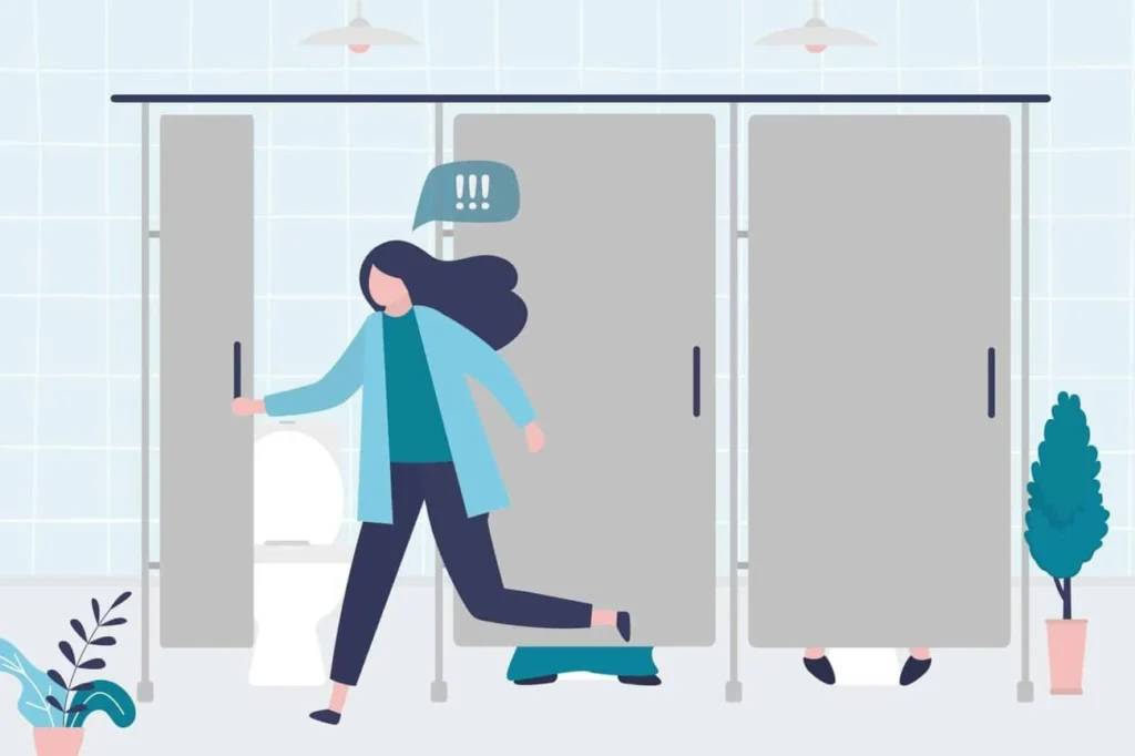 graphic of Urine incontinence Sedgley Park woman running to the toilet.